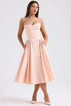 Sandra | Women's Corset Midi Dress with Adjustable Straps, Flattering Waist Midi Dress | The Dress Cellar