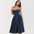 Sandra | Women's Corset Midi Dress with Adjustable Straps, Flattering Waist Midi Dress | The Dress Cellar