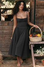 Sandra | Women's Corset Midi Dress with Adjustable Straps, Flattering Waist Midi Dress | The Dress Cellar