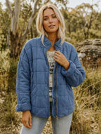 Emery | Women's Oversized Quilted Jacket, Structured Collar Autumn Jacket | The Dress Cellar