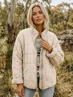 Emery | Women's Oversized Quilted Jacket, Structured Collar Autumn Jacket | The Dress Cellar