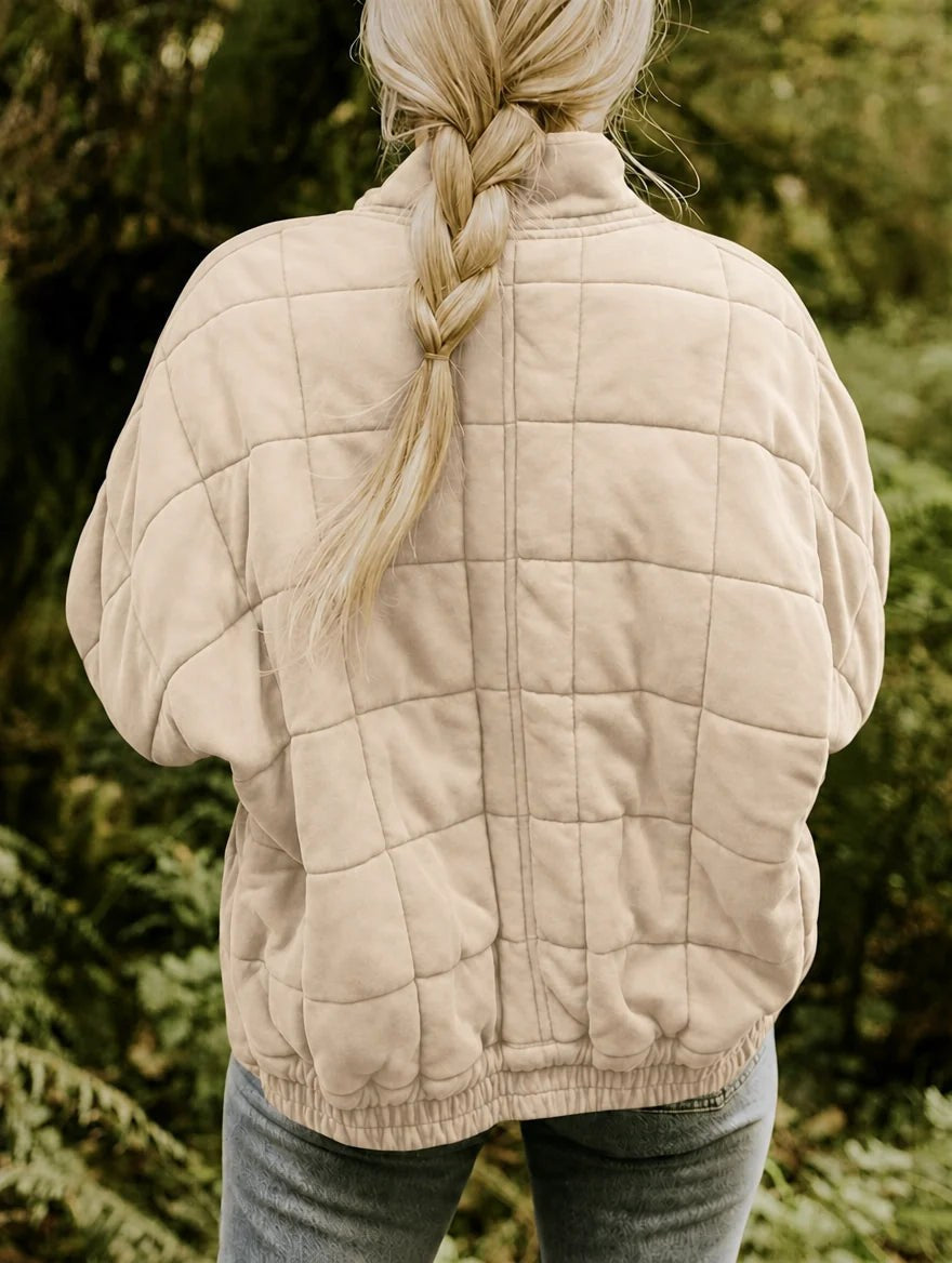 Emery | Women's Oversized Quilted Jacket, Structured Collar Autumn Jacket | The Dress Cellar