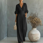 Emilie | Women's Wide-Leg Linen Jumpsuit, Cinched-Waist Jumpsuit | The Dress Cellar