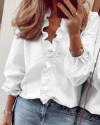 Enola | Women's Ruffled Feminine Blouse - Orange