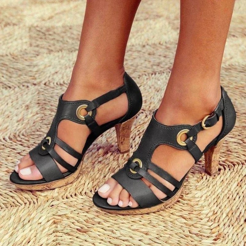 Erica | Women's Comfortable Block Heel Pumps - Grey