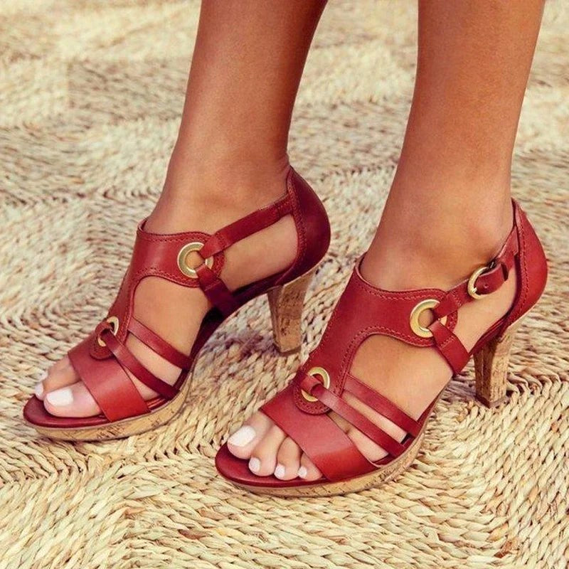 Erica | Women's Comfortable Block Heel Pumps - Brown