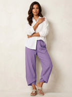 Esme | Women's Lightweight Linen Trousers, Breathable Summer Trousers | The Dress Cellar | Groen
