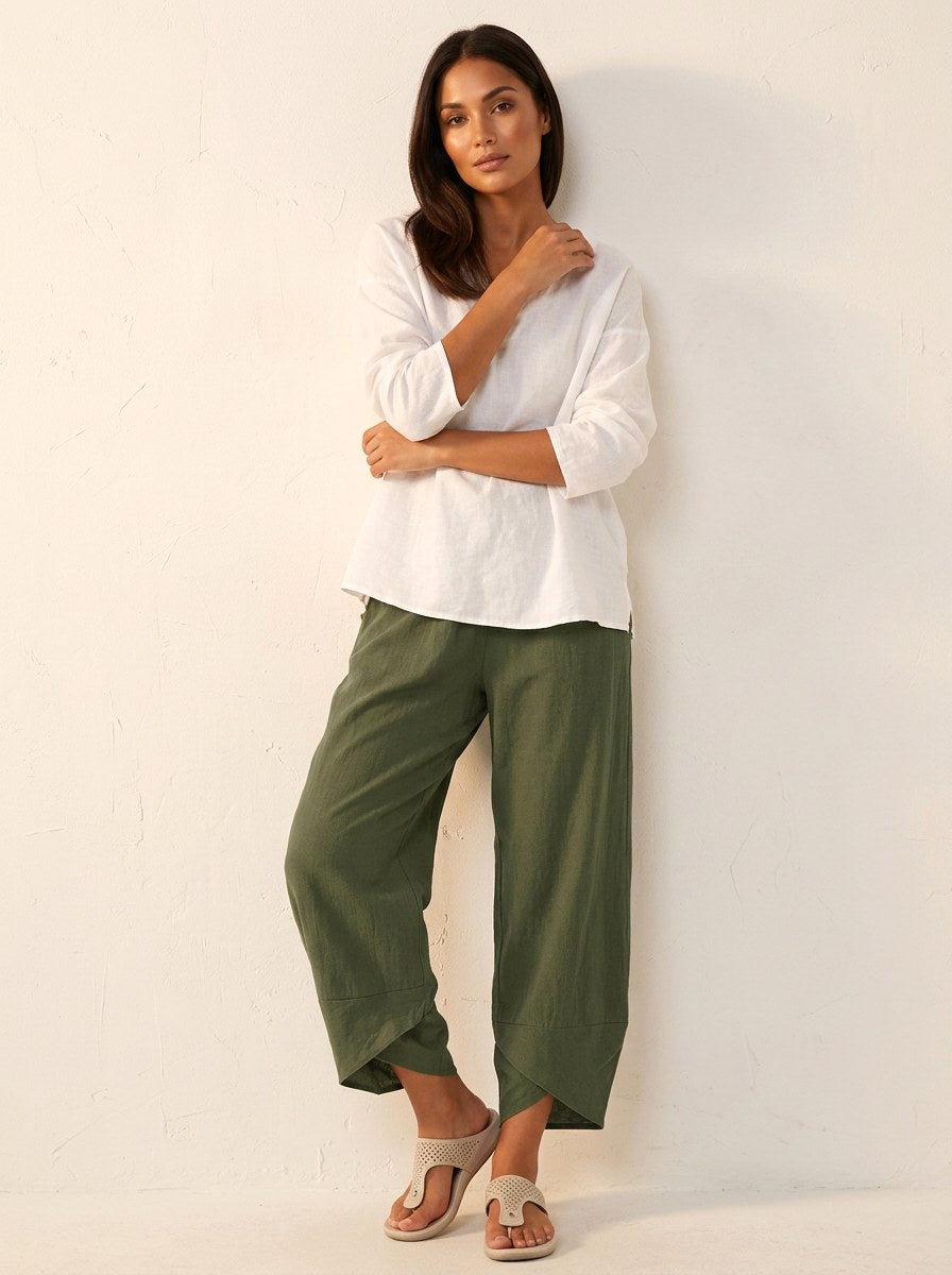 Esme | Women's Lightweight Linen Trousers, Breathable Summer Trousers | The Dress Cellar | Marine Blauw