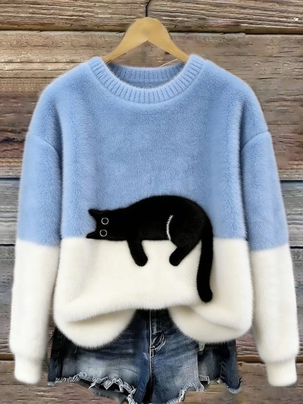 Estelle | Women's Cat Motif Wool-Mix Knit Jumper, Charming Everyday Sweater | The Dress Cellar