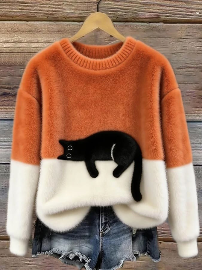 Estelle | Women's Cat Motif Wool-Mix Knit Jumper, Charming Everyday Sweater | The Dress Cellar