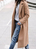 Esther | Women's Oversized Trench Coat with Wide Lapel, Long Relaxed Coat | The Dress Cellar | Khaki