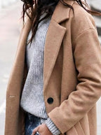 Esther | Women's Oversized Trench Coat with Wide Lapel, Long Relaxed Coat | The Dress Cellar | Black