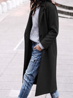 Esther | Women's Oversized Trench Coat with Wide Lapel, Long Relaxed Coat | The Dress Cellar | White