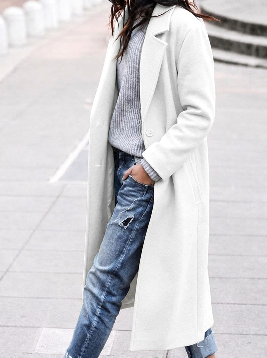 Esther | Women's Oversized Trench Coat with Wide Lapel, Long Relaxed Coat | The Dress Cellar