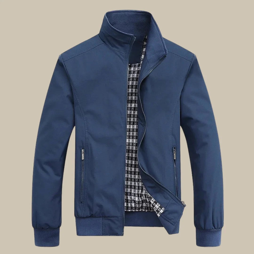 Jeffrey | Men's Lightweight Zip-Through Jacket with Stand Collar, Urban Transitional Jacket | The Dress Cellar