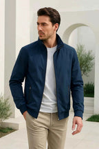 Jeffrey | Men's Lightweight Zip-Through Jacket with Stand Collar, Urban Transitional Jacket | The Dress Cellar