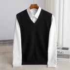 Ethan | Men's V-Neck Sweater Vest, Ribbed Trim Knit Gilet | The Dress Cellar