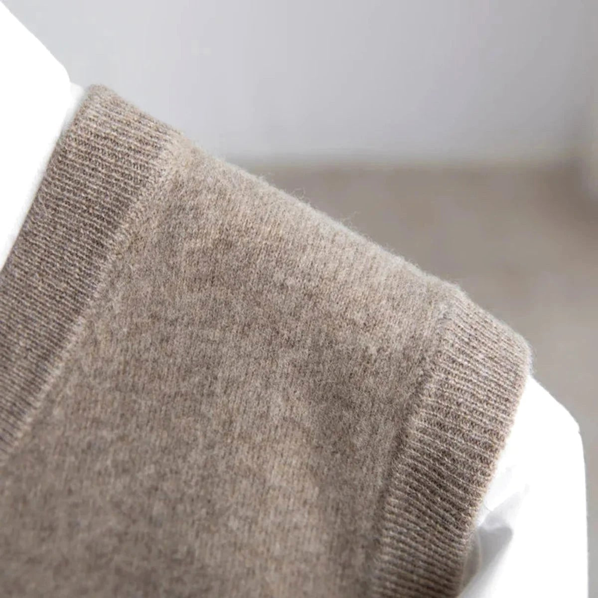 Ethan | Men's V-Neck Sweater Vest, Ribbed Trim Knit Gilet | The Dress Cellar | Gray