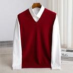 Ethan | Men's V-Neck Sweater Vest, Ribbed Trim Knit Gilet | The Dress Cellar