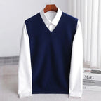Ethan | Men's V-Neck Sweater Vest, Ribbed Trim Knit Gilet | The Dress Cellar