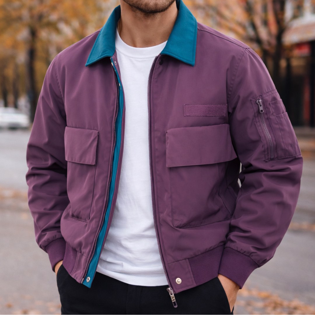 Evan | Men's City Bomber Jacket, Relaxed Fit Jacket | The Dress Cellar | Gray
