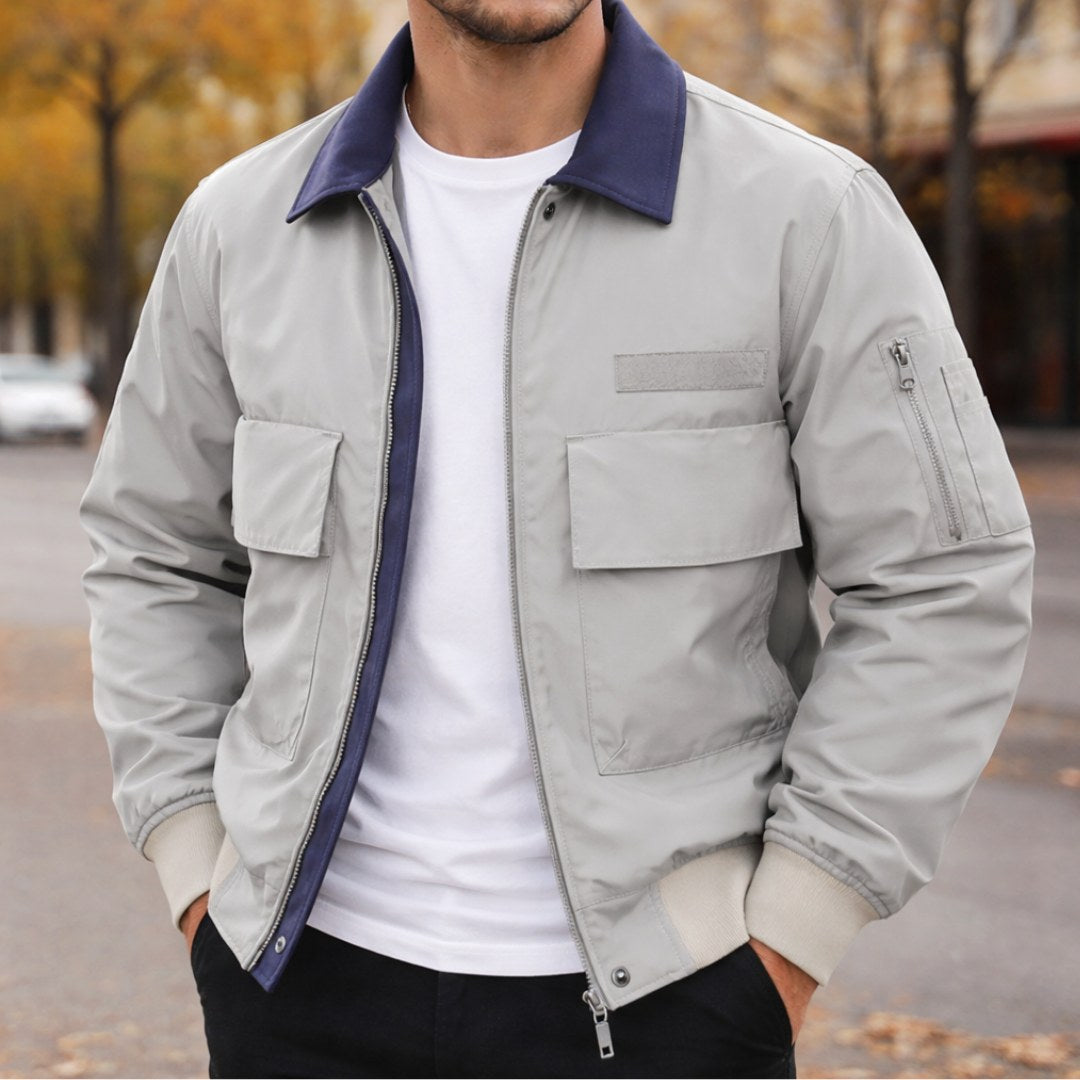 Evan | Men's City Bomber Jacket, Relaxed Fit Jacket | The Dress Cellar | Khaki