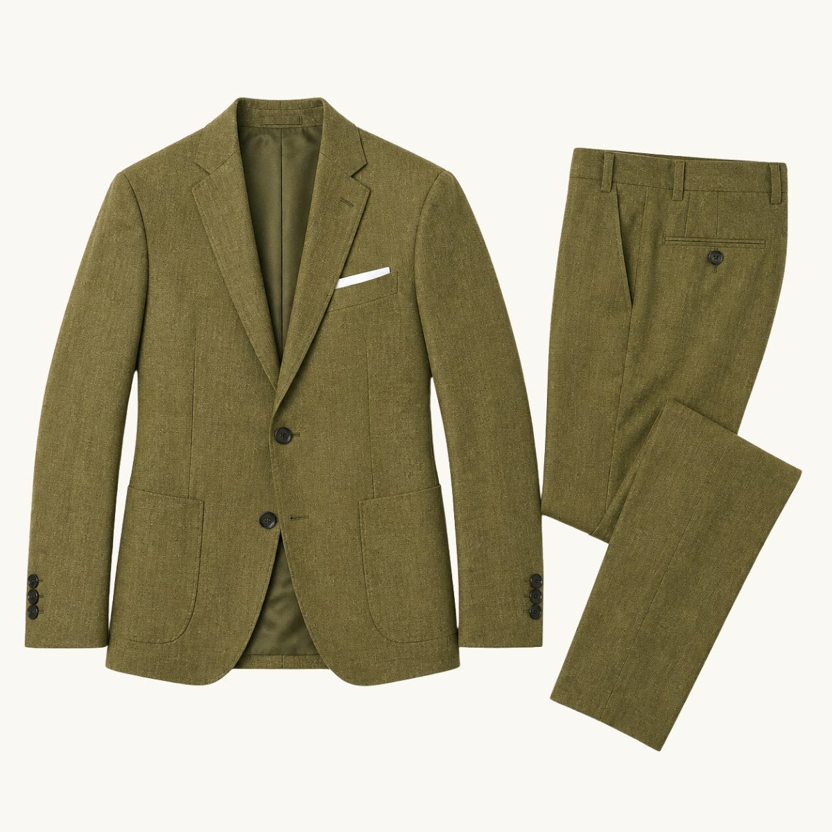 Evan | Men's Slim Fit Blazer and Trousers, Tailored Two-Piece Suit | The Dress Cellar | Olive Green