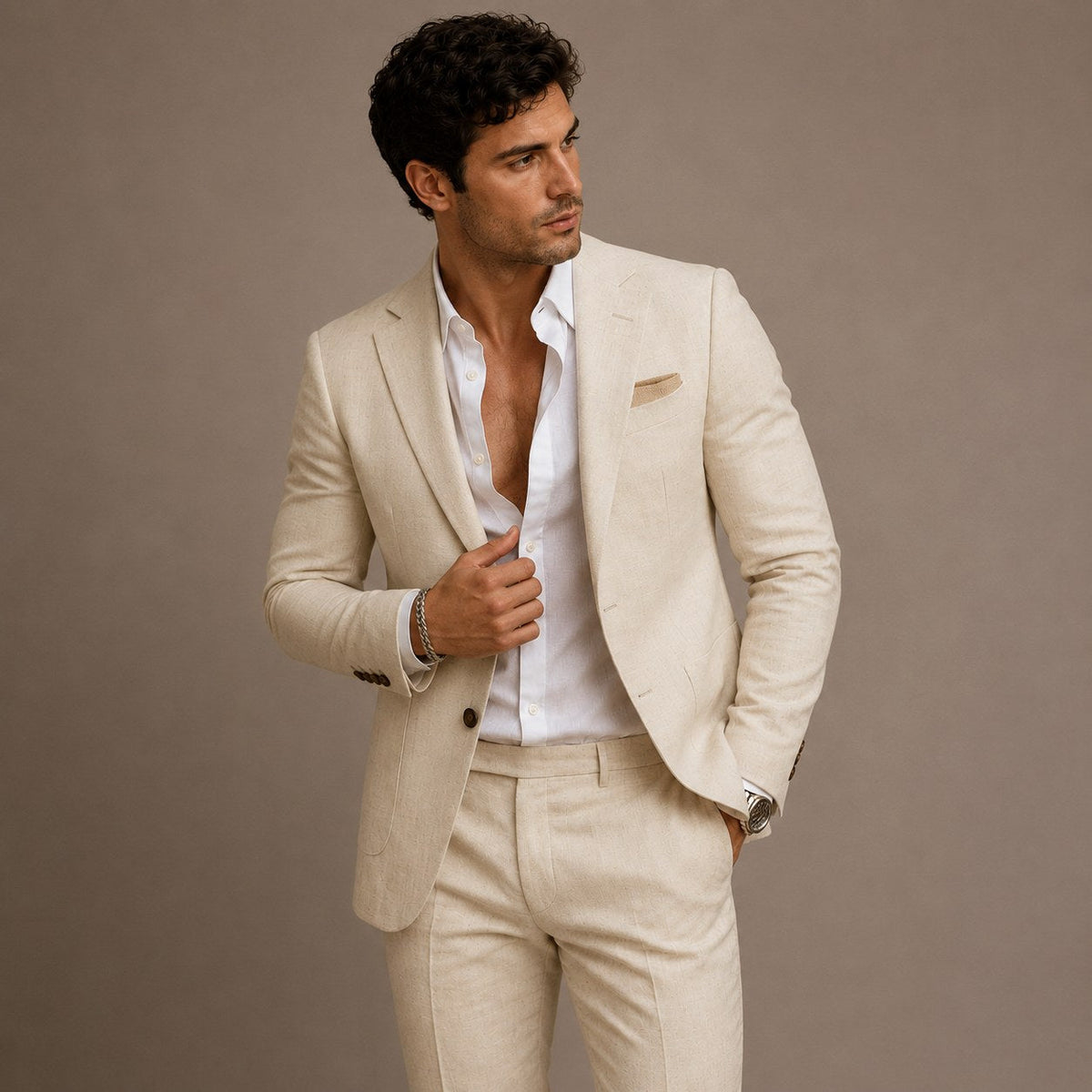 Evan | Men's Slim Fit Blazer and Trousers, Tailored Two-Piece Suit | The Dress Cellar | White