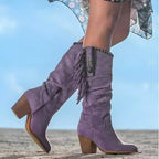 Evelyn | Women's Leather Cowboy Boots, Western Fringe Boots | The Dress Cellar | Purple