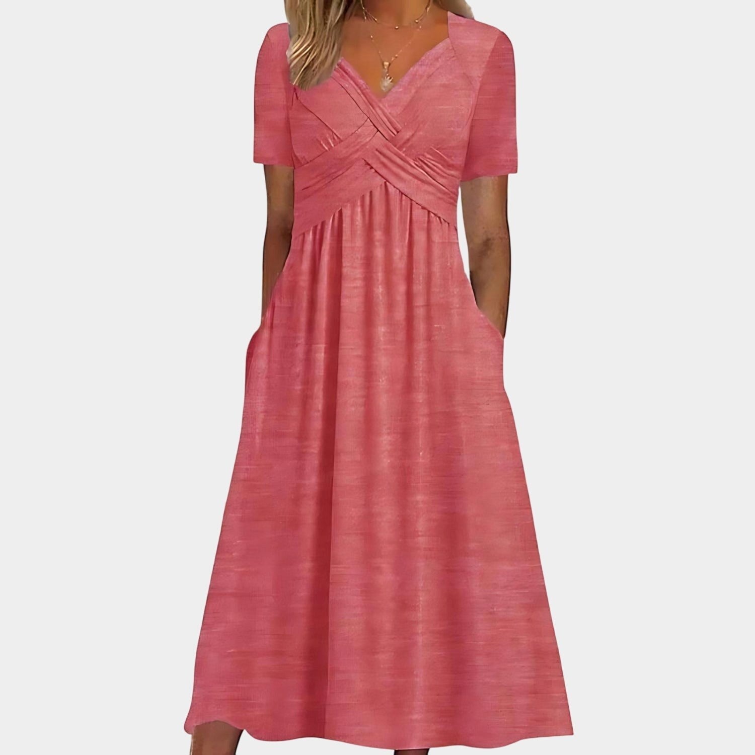 Everly | Women's Midi Dress with Tummy Control - Gray