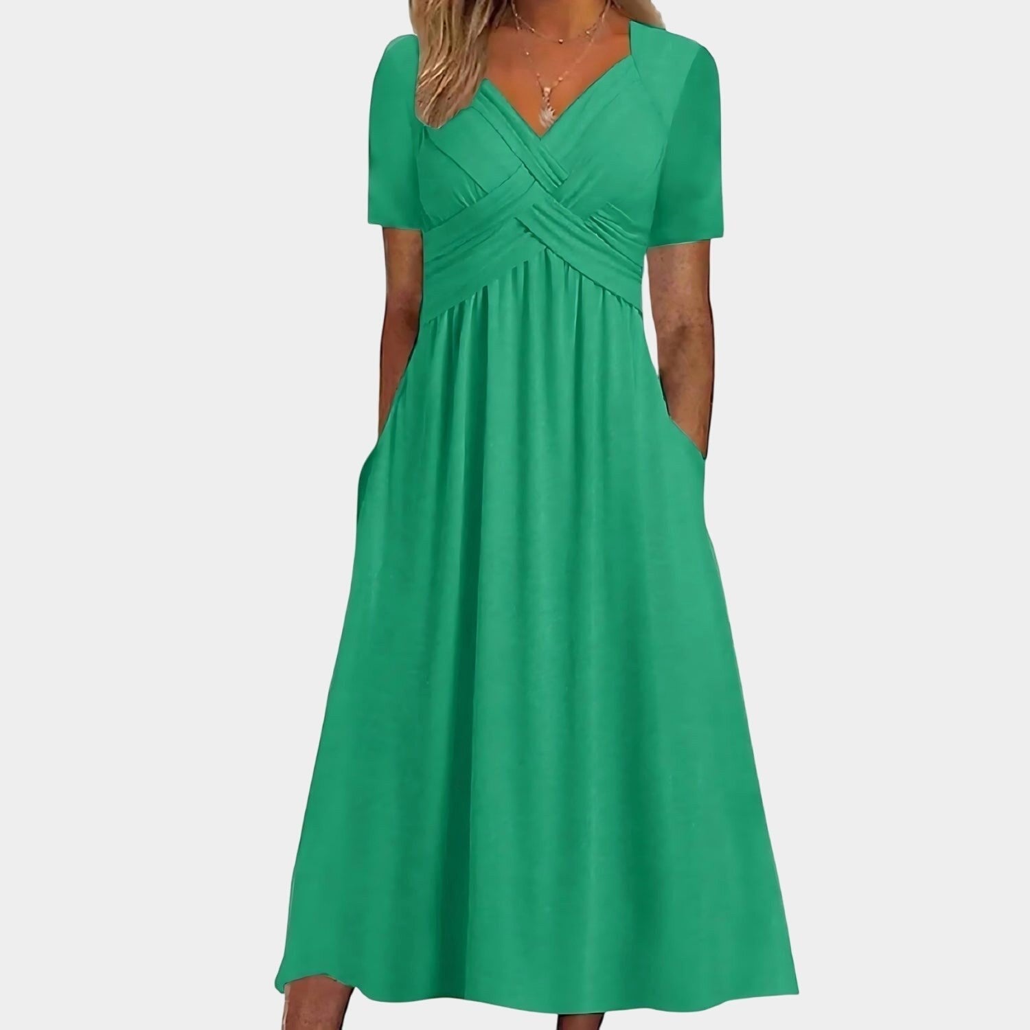 Everly | Women's Midi Dress with Tummy Control - Blue