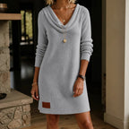 Felicity | Women's Cowl Neck Ribbed Sweater Dress, Knee-Length Knit Dress | The Dress Cellar