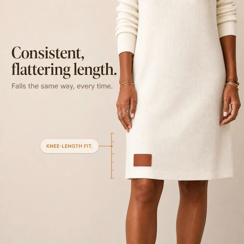 Felicity | Women's Cowl Neck Ribbed Sweater Dress, Knee-Length Knit Dress | The Dress Cellar