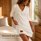 Felicity | Women's Cowl Neck Ribbed Sweater Dress, Knee-Length Knit Dress | The Dress Cellar