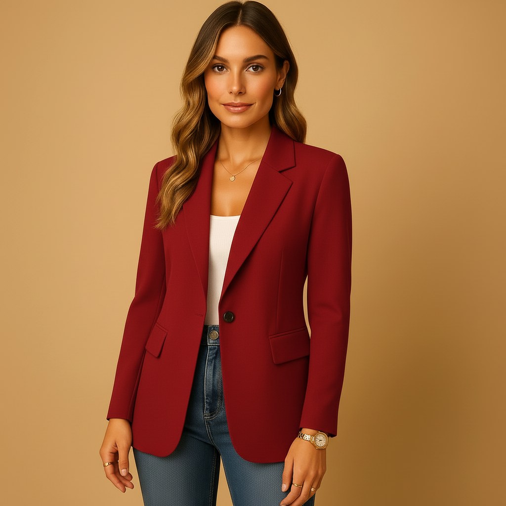 Felicity | Women's Fitted Tailored Blazer, Structured Summer Jacket | The Dress Cellar | Red