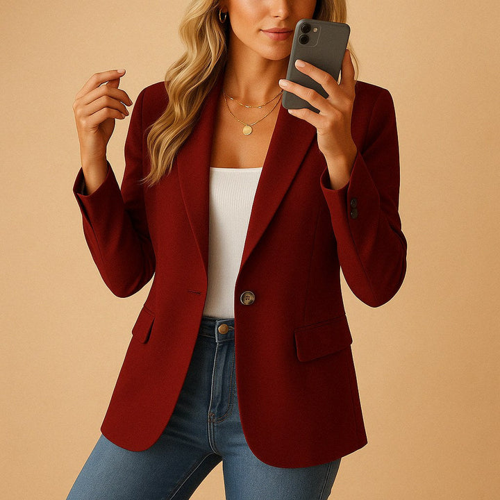 Felicity | Women's Fitted Tailored Blazer, Structured Summer Jacket | The Dress Cellar | Wine Red