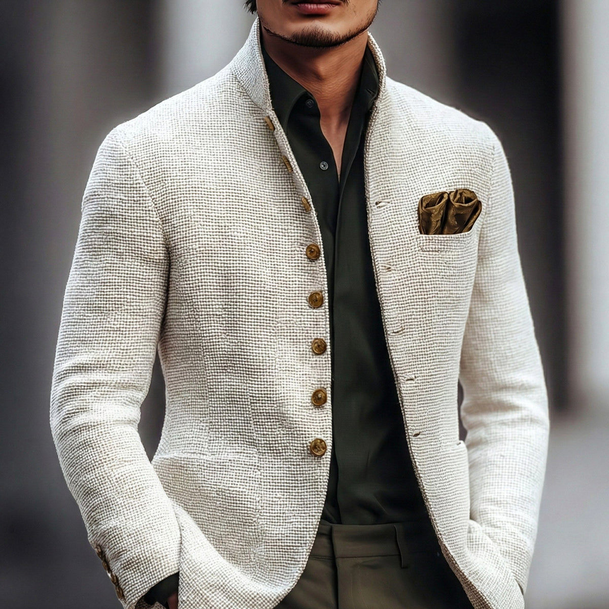 Connor | Men's Stand-Collar Cardigan with Button Fastening, Tailored Knit Cardigan | The Dress Cellar