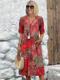 Fiora | Women's Colorful Midi Dress - Scarlet Red