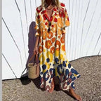 Fleuria | Women's Bohemian Flowy Maxi Dress - Yellow