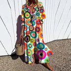 Fleuria | Women's Bohemian Flowy Maxi Dress - Multi circles