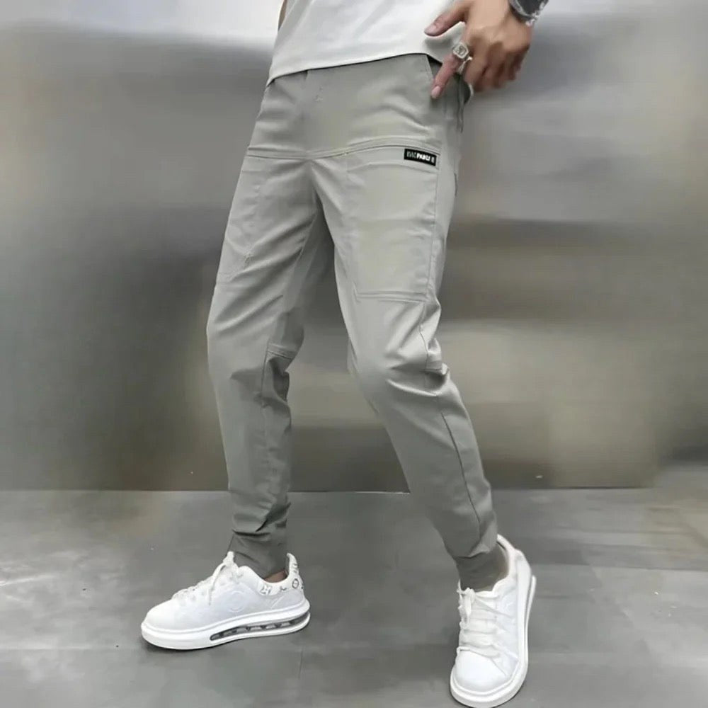 Frank | Men's Elasticated Cargo Trousers, Flexible Stretch Trousers | The Dress Cellar