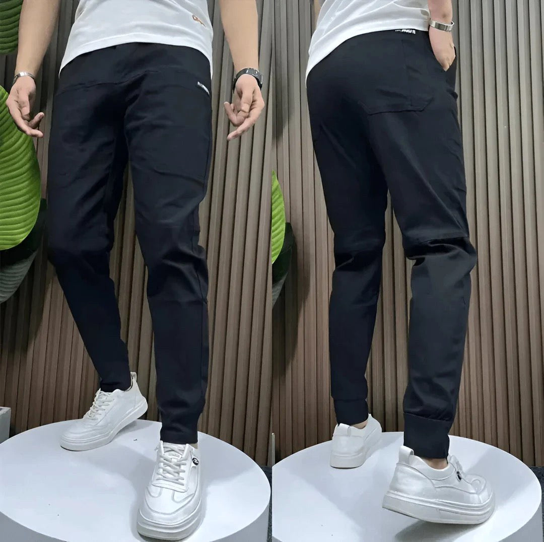 Frank | Men's Elasticated Cargo Trousers, Flexible Stretch Trousers | The Dress Cellar