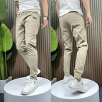 Frank | Men's Elasticated Cargo Trousers, Flexible Stretch Trousers | The Dress Cellar