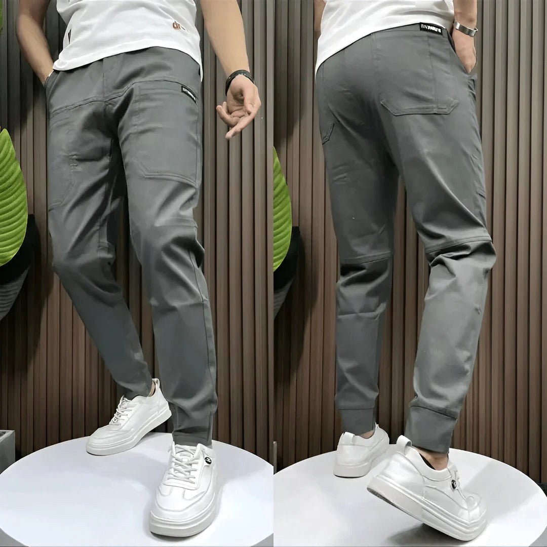 Frank | Men's Elasticated Cargo Trousers, Flexible Stretch Trousers | The Dress Cellar