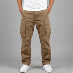 Freddie | Men's Relaxed Fit Cargo Trousers, Side Pocket Streetwear Trousers | The Dress Cellar | Brown