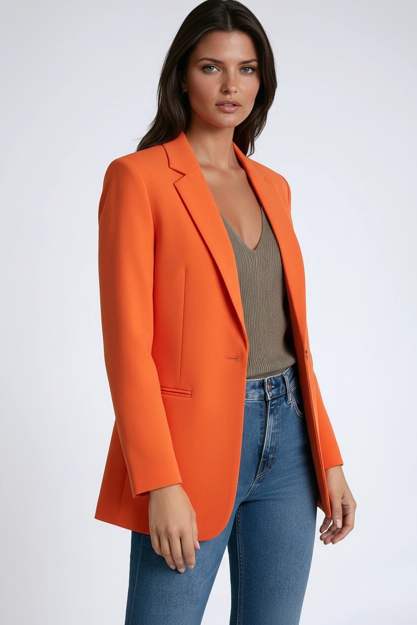 Gabrielle | Women's Long Blazer with Lapels, Tailored Blazer | The Dress Cellar