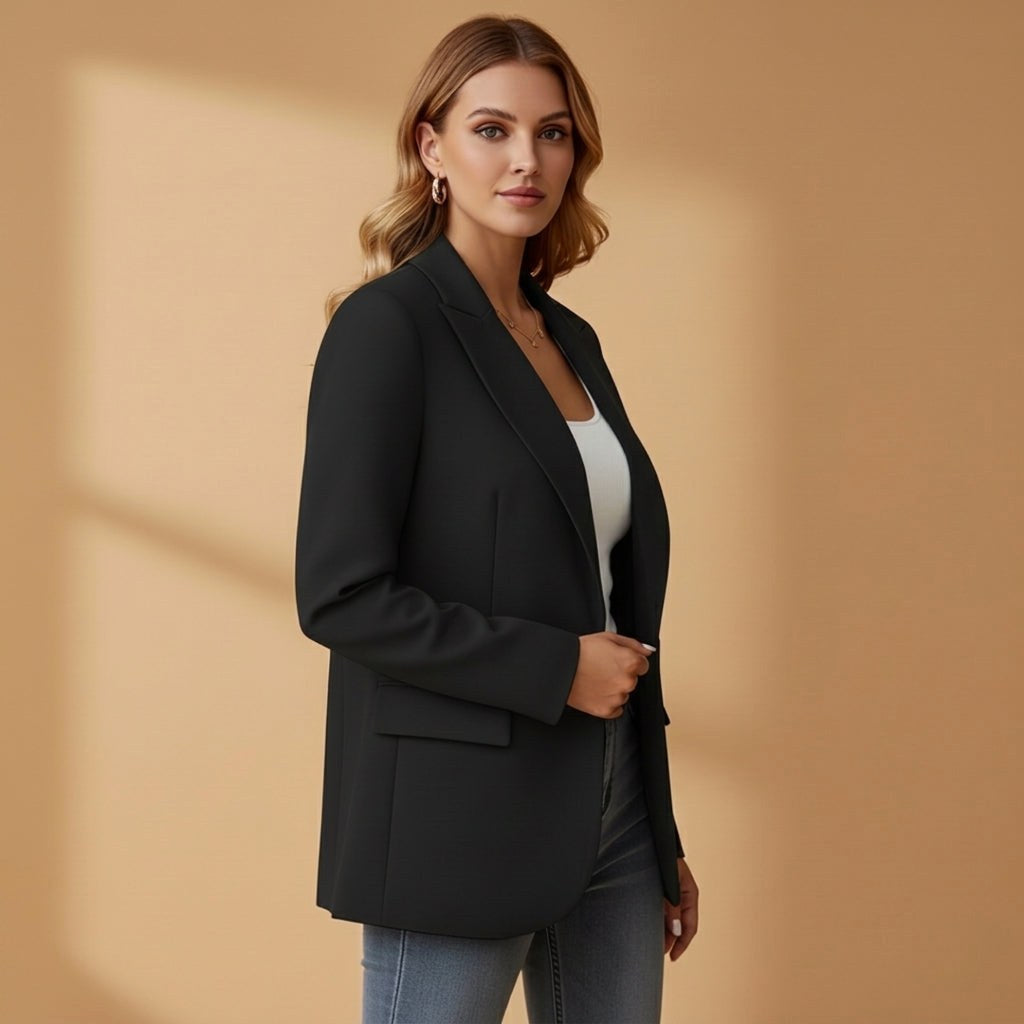 Gabrielle | Women's Tailored Cotton Blend Blazer, Notched Lapel Smart Jacket | The Dress Cellar