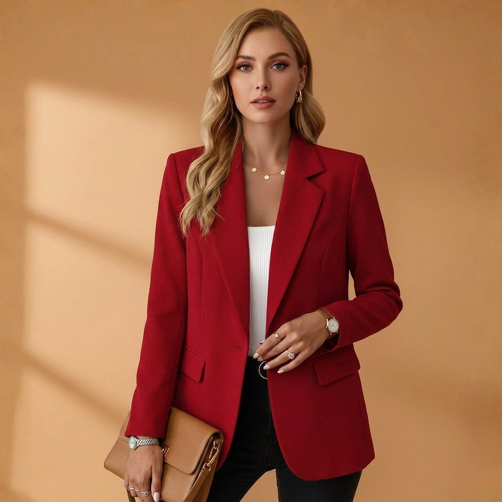 Gabrielle | Women's Tailored Cotton Blend Blazer, Notched Lapel Smart Jacket | The Dress Cellar