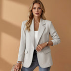Gabrielle | Women's Tailored Cotton Blend Blazer, Notched Lapel Smart Jacket | The Dress Cellar