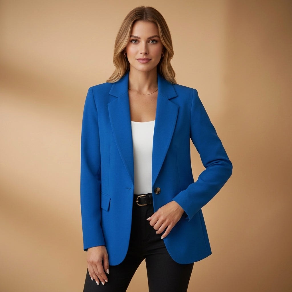 Gabrielle | Women's Tailored Cotton Blend Blazer, Notched Lapel Smart Jacket | The Dress Cellar